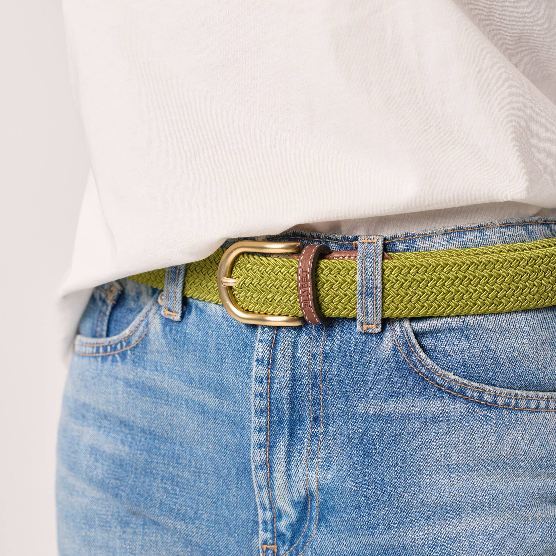 Cintura intrecciata elastica donna color oliva