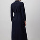 Abito camicia midi in popeline blu navy con cintura
