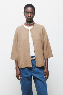 Cardigan in maglia rasata con maniche a tre quarti