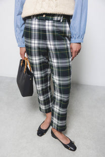 Pantaloni slim a quadri in cotone