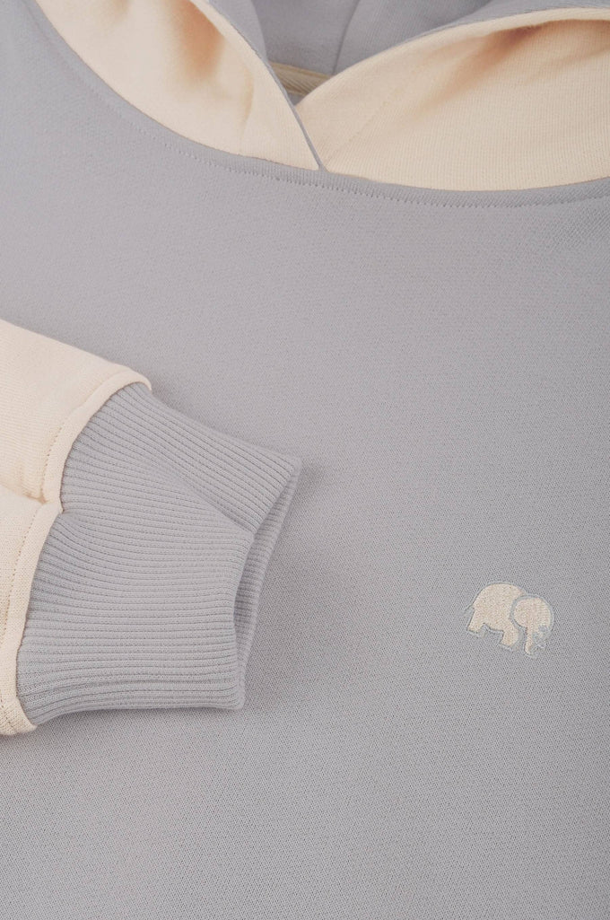 Felpa Oversize con Cappuccio Color Block Donna Steel Haze