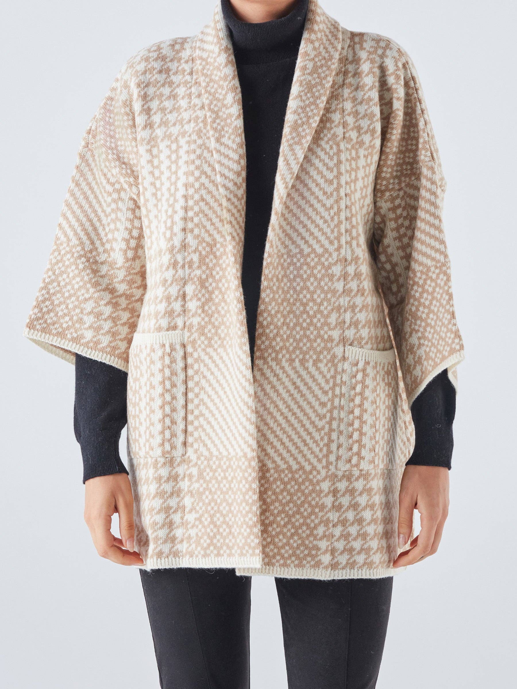 Giacca cardigan in maglia jacquard con tasche
