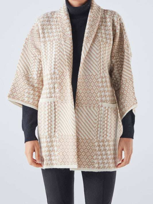 Giacca cardigan in maglia jacquard con tasche