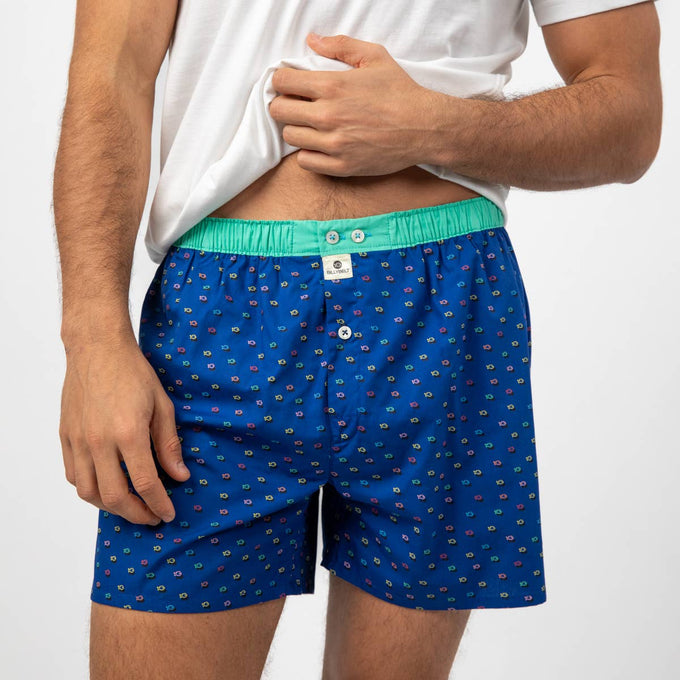 Boxer uomo in cotone biologico con stampa piranha