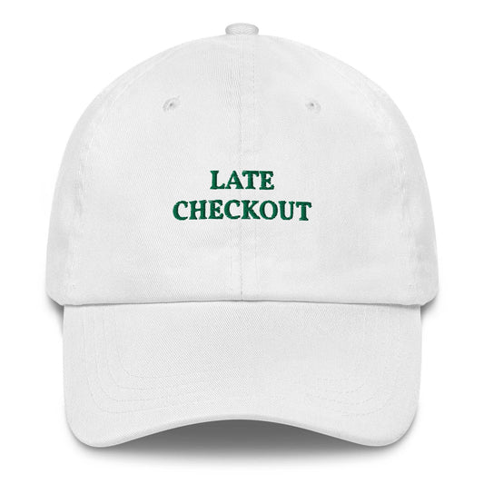 Cappellino da baseball ricamato “Late Checkout”
