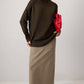Maglione a costine girocollo marrone