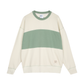 Felpa girocollo color block verde e beige old school