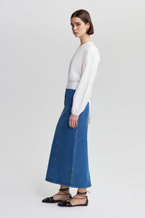 Blusa in popeline con cintura in vita