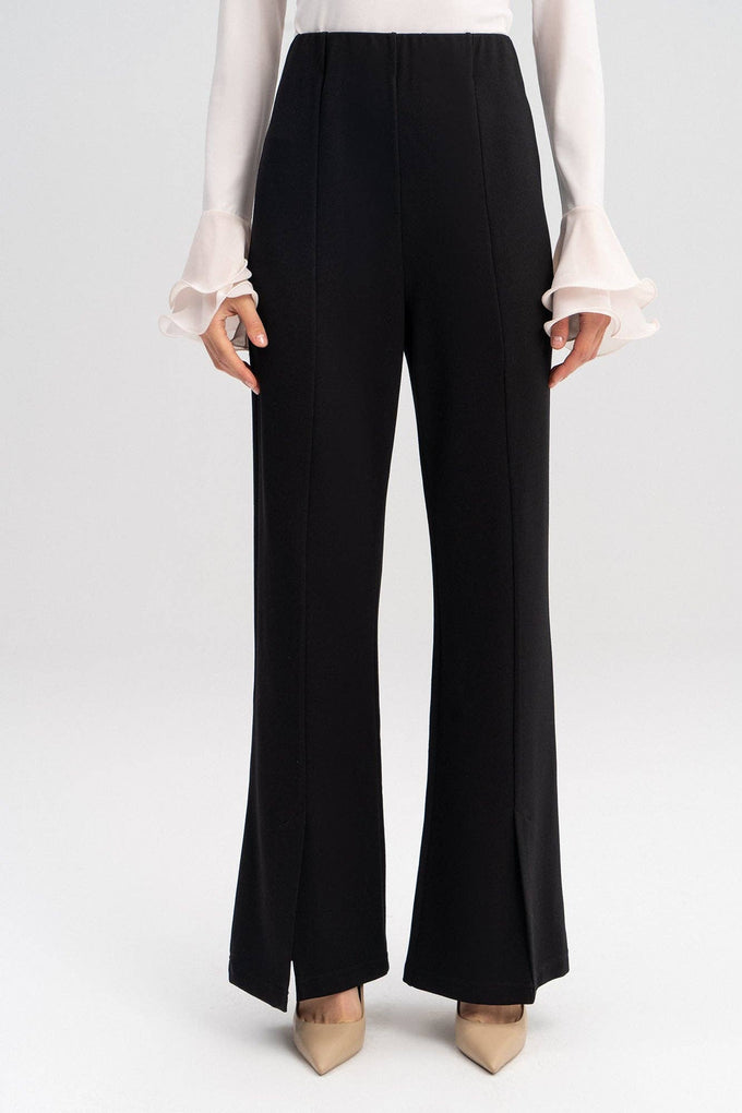 Pantaloni a vita alta in jersey con spacchi frontali