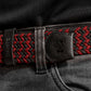 Cintura elastica intrecciata rosso e nero con fibbia