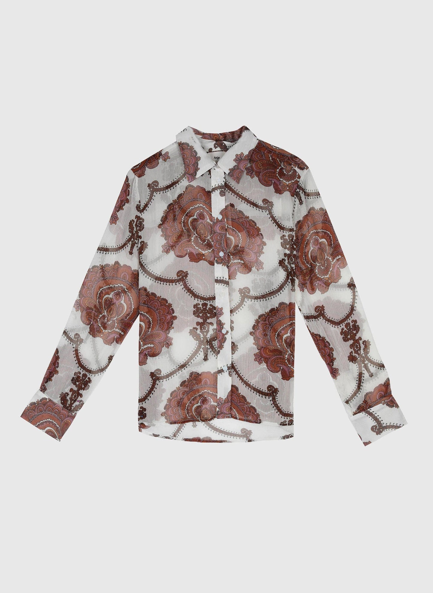 Camicia boho écru trasparente stampata