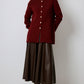 Cardigan lungo bordeaux con bottoni dorati