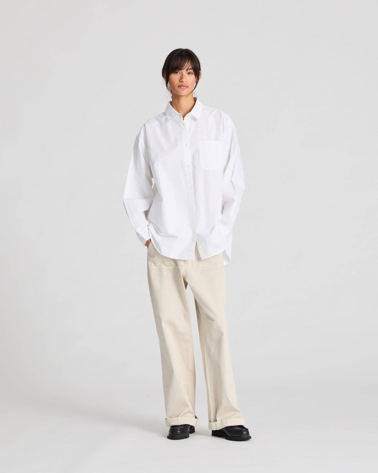 Camicia Astrid in popeline di cotone biologico bianca