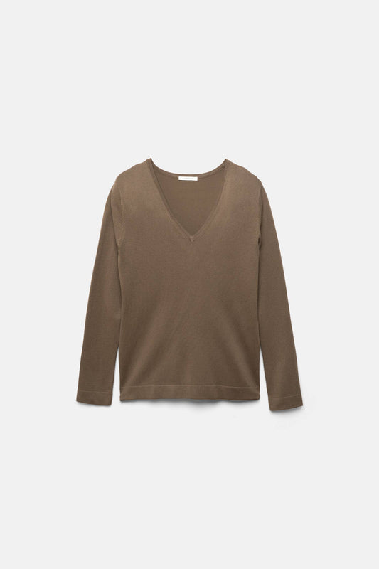 Maglione in maglia rasata con scollo a V