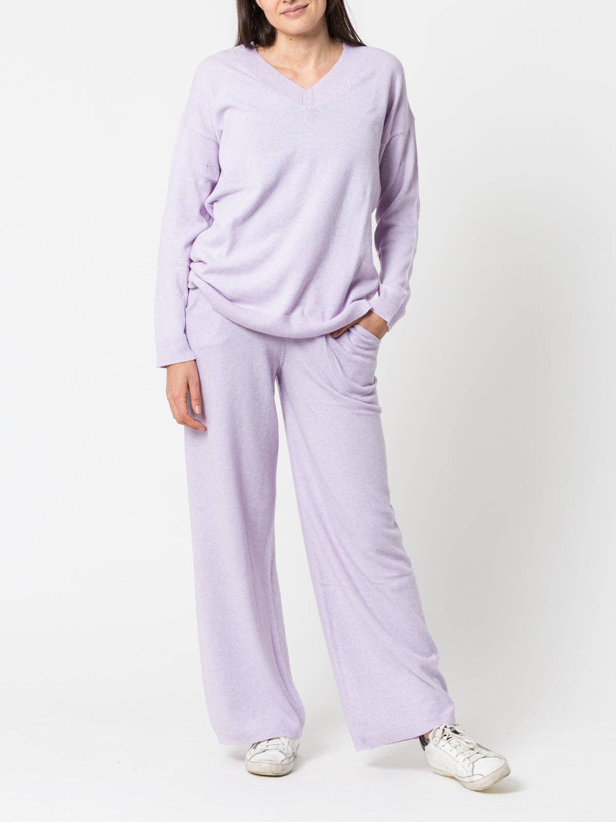 Maglione con scollo a V in maglia