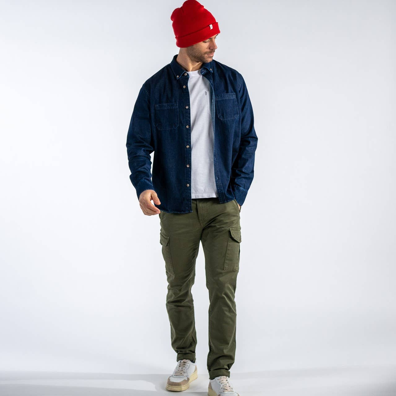 Pantaloni cargo in cotone kaki