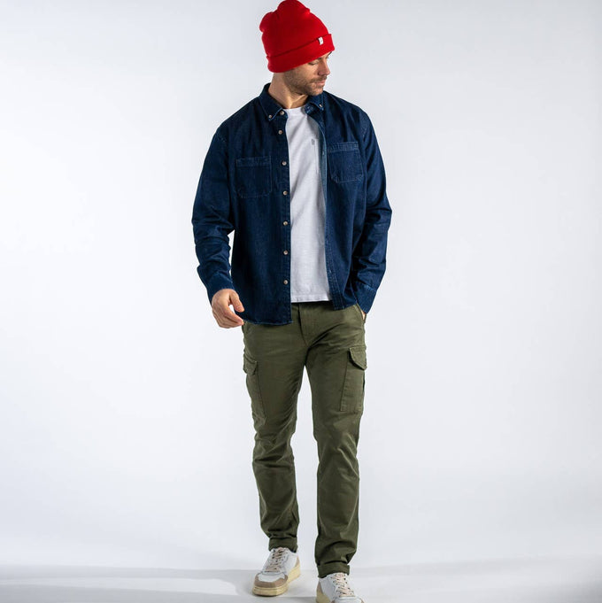 Pantaloni cargo in cotone kaki
