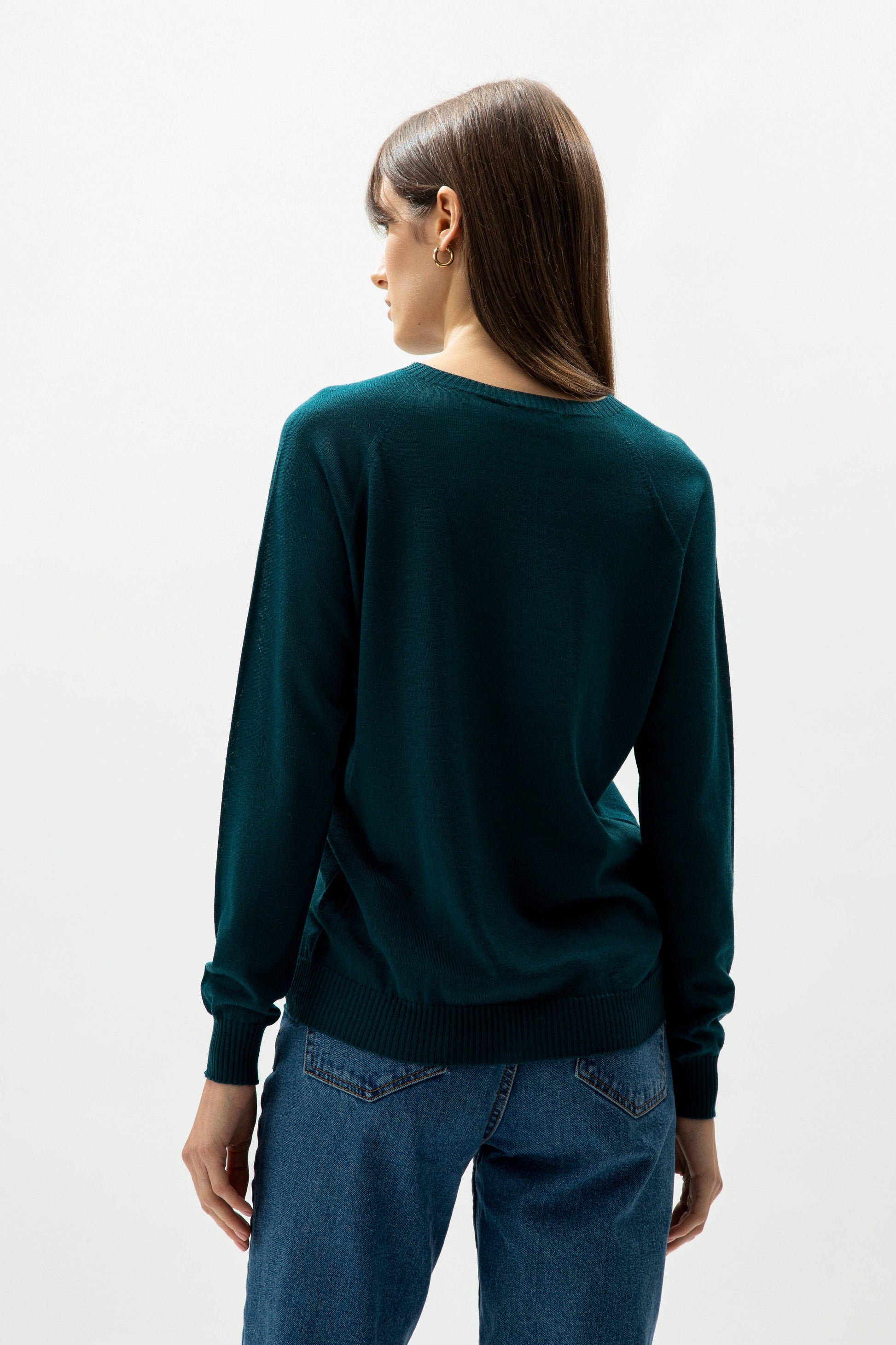 Pullover girocollo in lana merino extrafine