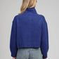 Cardigan cropped blu oltremare a collo alto