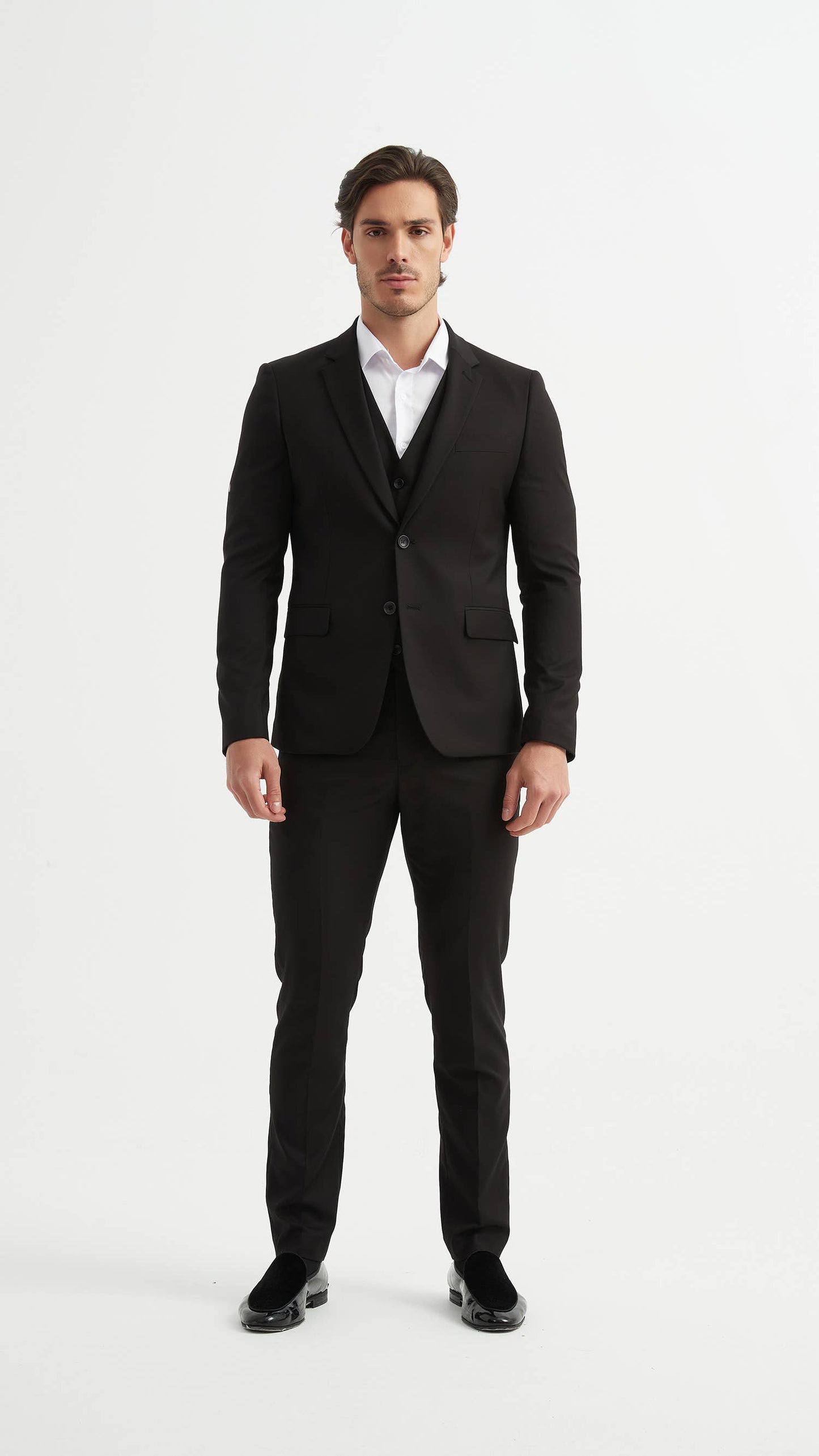 Completo elegante 3 pezzi nero da uomo