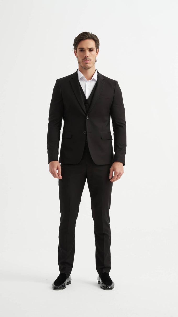 Completo elegante 3 pezzi nero da uomo