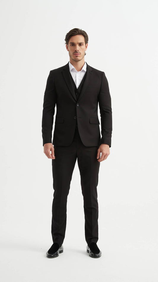 Completo elegante 3 pezzi nero da uomo