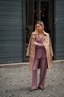 Pantaloni a coste in maglia con vita elastica