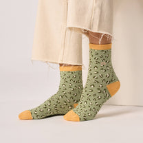 Calzini glitterati leopardati in cotone pettinato verde chiaro
