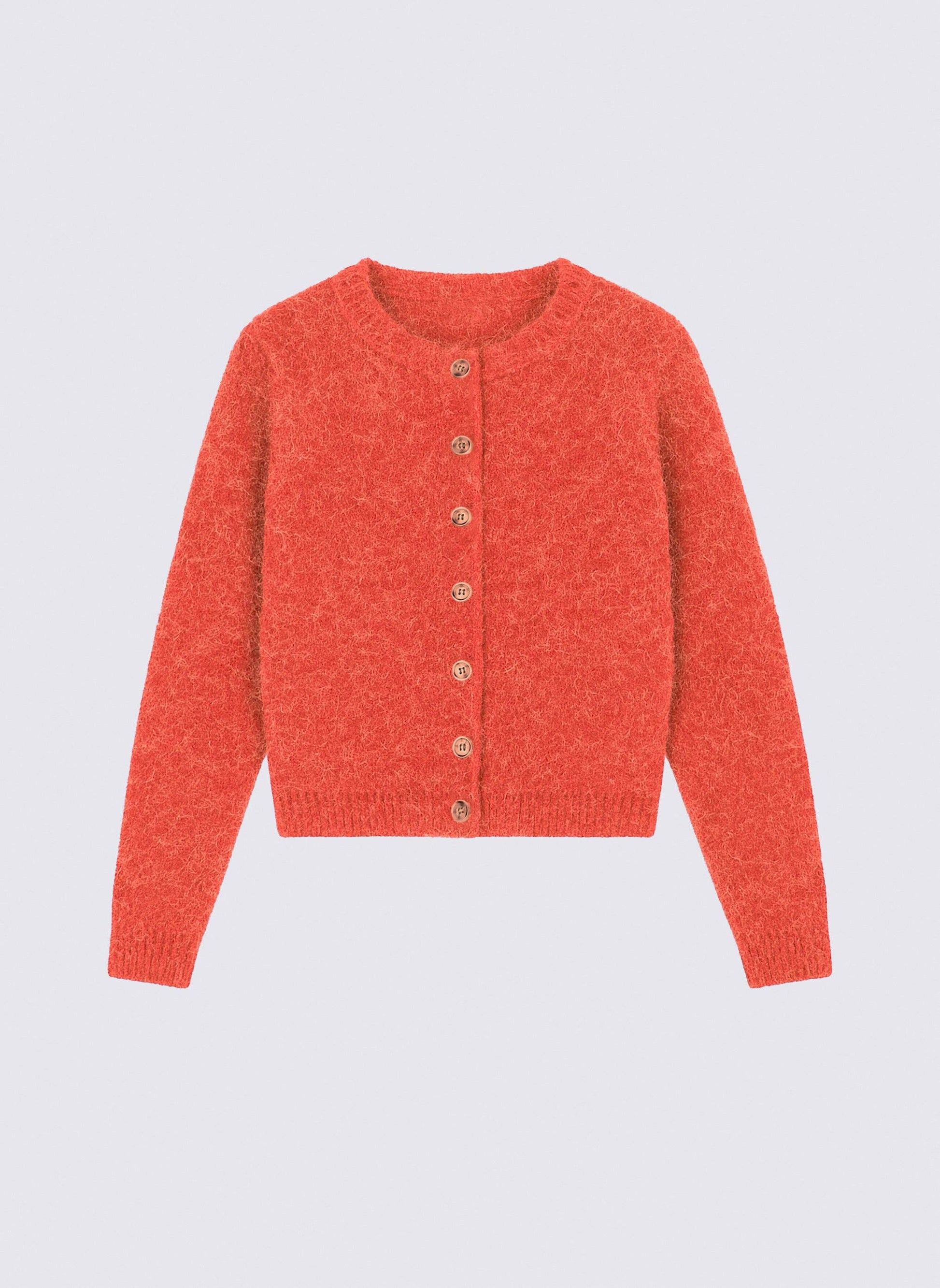 Cardigan corto girocollo color papavero