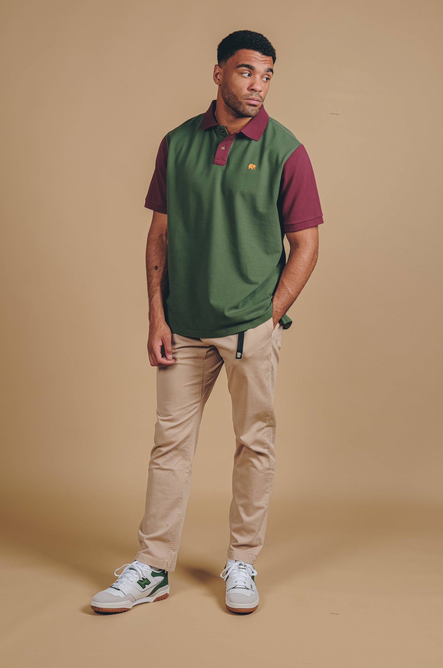 Polo color block in cotone biologico Greener Pastures