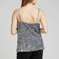 Top senza maniche Asturie marrone con pizzo