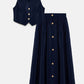 Completo gilet e gonna midi blu navy