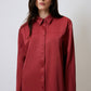 Camicia satinata Bordeaux con maniche arricciate