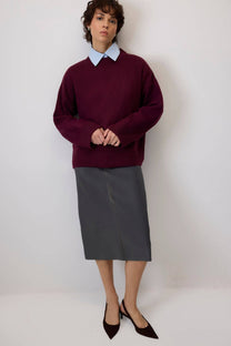 Maglione basic in maglia bordeaux