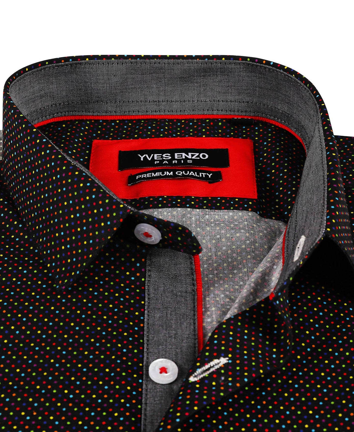 Camicia slim fit elasticizzata con stampa digitale a pois