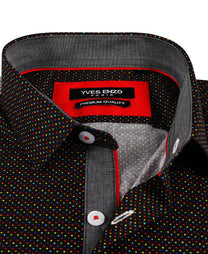 Camicia slim fit elasticizzata con stampa digitale a pois
