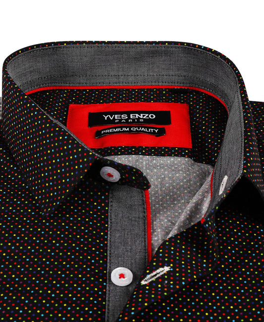 Camicia slim fit elasticizzata con stampa digitale a pois