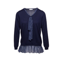 Maglia con fiocco e balza a pois