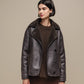 Cappotto corto effetto shearling marrone da donna