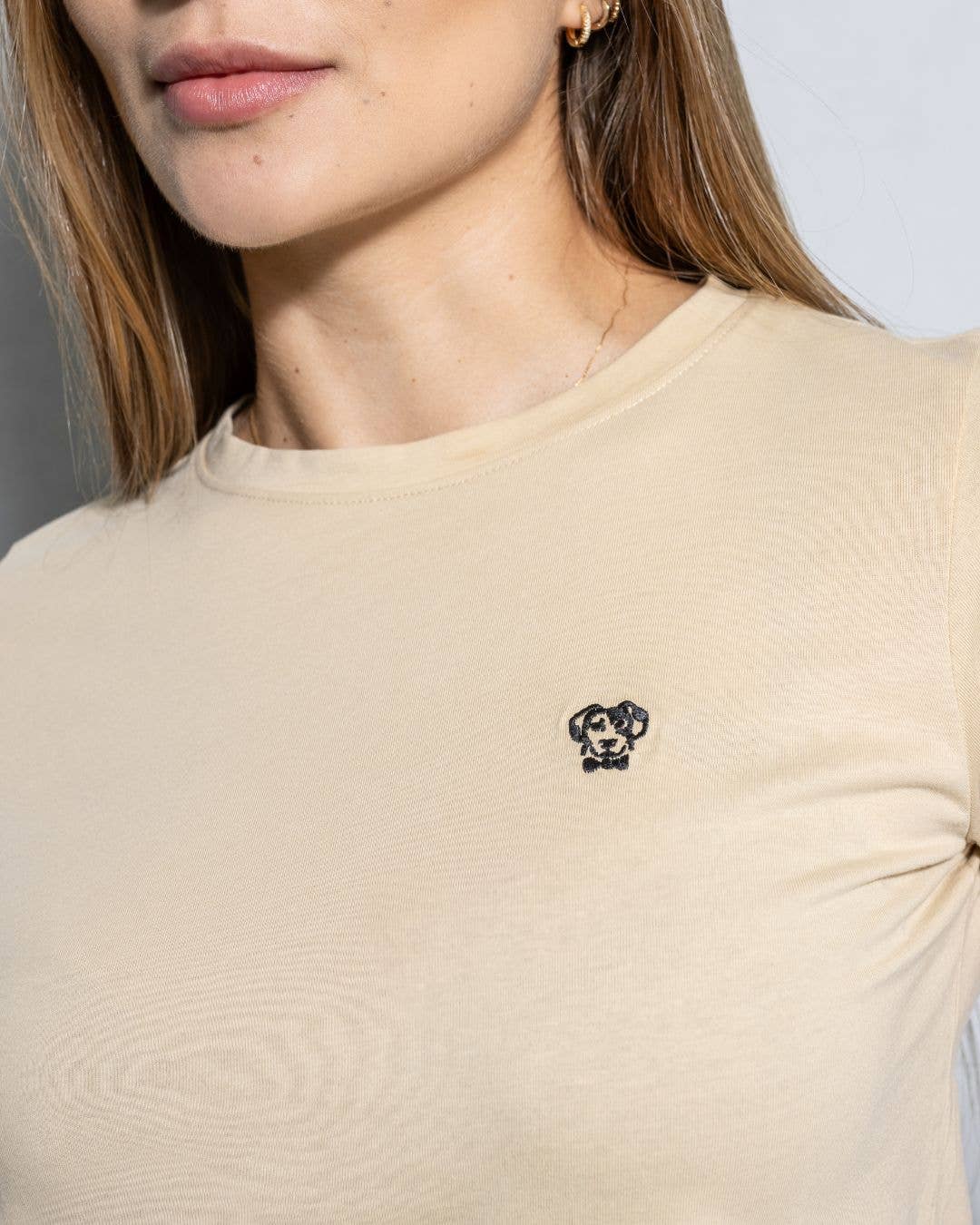 T-shirt donna beige antimacchia in cotone