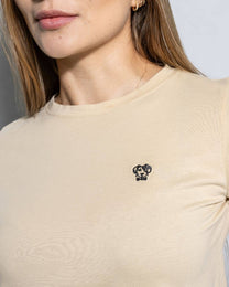 T-shirt donna beige antimacchia in cotone