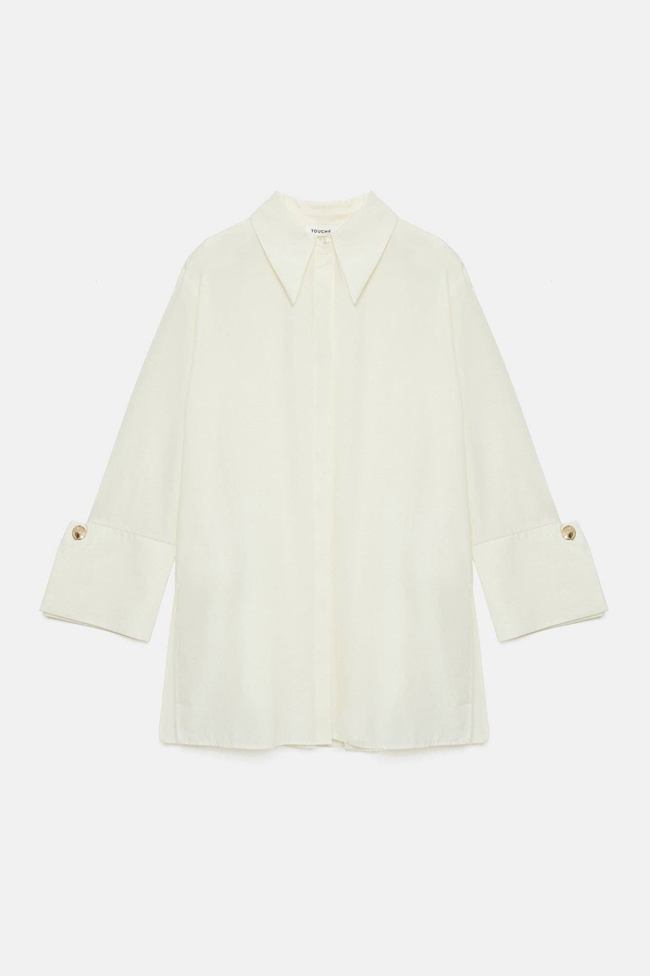 Camicia in popeline con polsini ampi