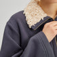 Felpa oversize con collo in pelliccia sintetica e mezza zip