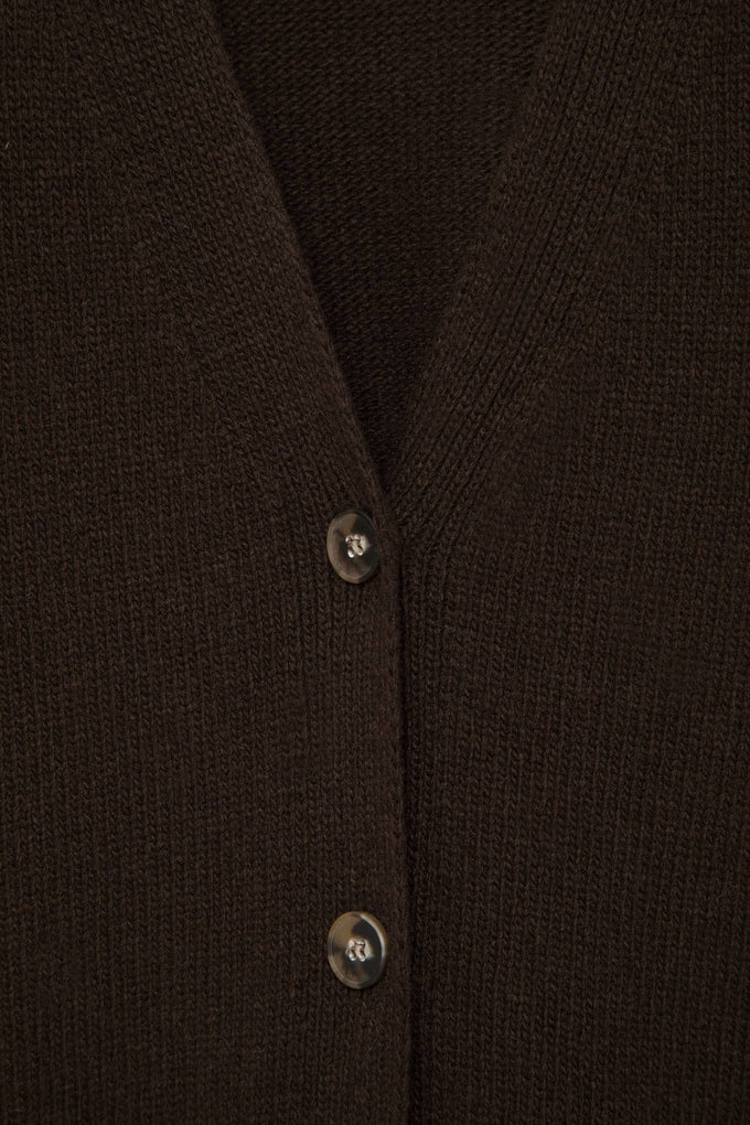 Cardigan in maglia rasata con maniche a palloncino
