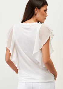 T-shirt con stampa farfalla e maniche a volant