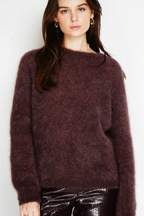 Maglione oversize girocollo in maglia calda color anice