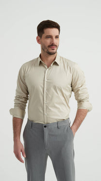 Camicia in cotone compatto avorio