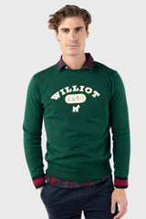 Maglia in cotone verde bottiglia stile anni Cinquanta