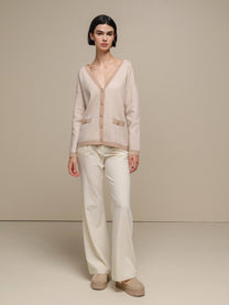Cardigan in maglia a spina di pesce con bottoni