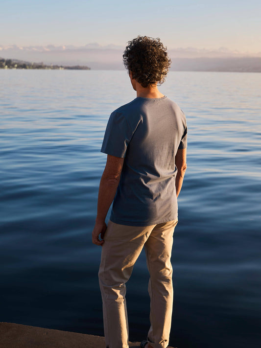 T-shirt blu Gandria da uomo in cotone biologico